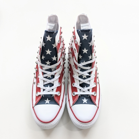 Converse CTAS Hi Red/White/Blue Studded Flag - Picture 4 of 6